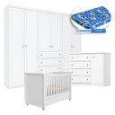 Ver imagem 2 de Quarto Infantil Americano 6 Portas Ambiente com Berço Tutto New Branco Fosco e Colchão Ortobom - Hen
