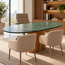 Ver imagem 1 de Mesa Escritório Oblongo Mármore Verde Guatemala 150x90