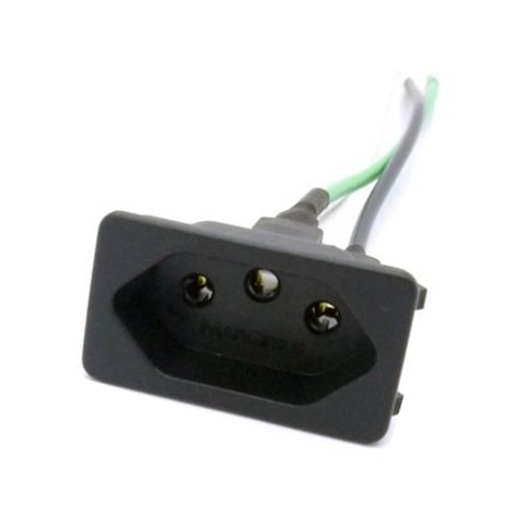 24 Tomada Fêmea Preta 3 Pinos 10a Preto Painel Aparelhos com Rabicho 15cm Margirius