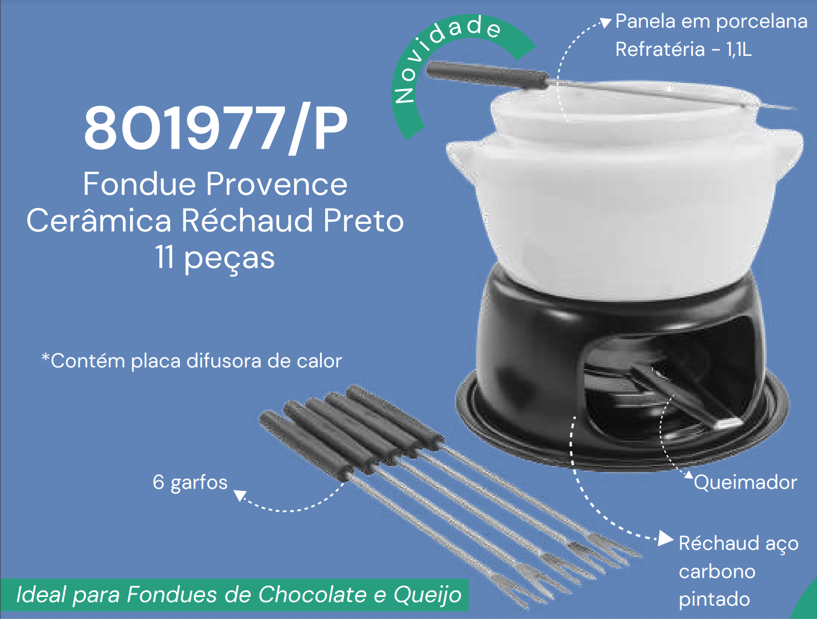 Conjunto para Fondue Provence Cerâmica Queijo Chocolate 11pç - 2