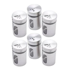 Saleiro e Pimenteiro Vidro e Inox com visor 06 unidades