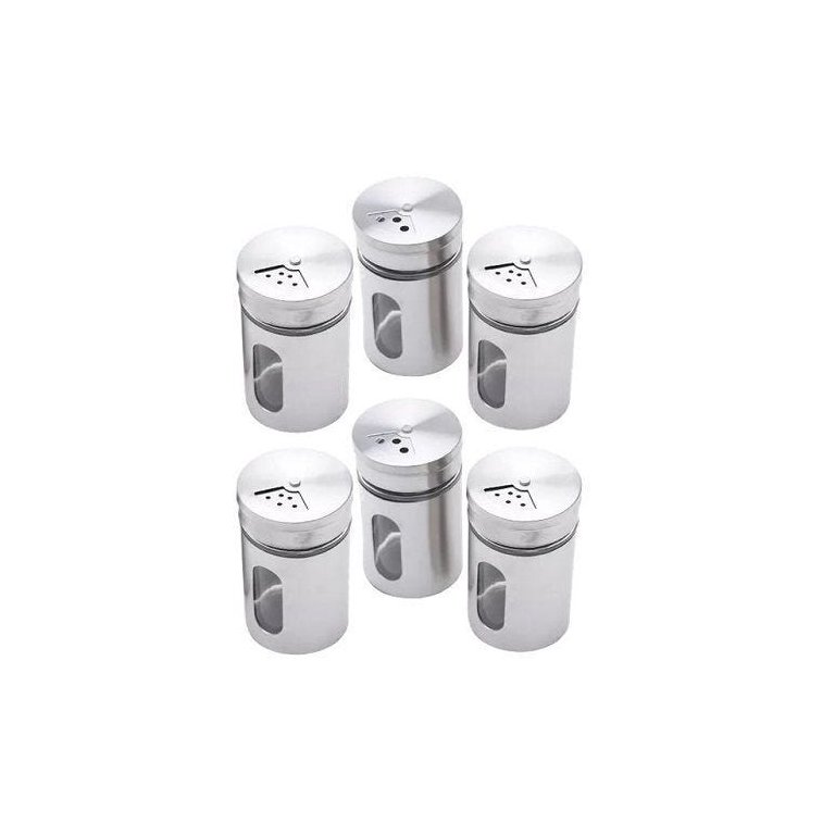 Saleiro e Pimenteiro Vidro e Inox com visor 06 unidades