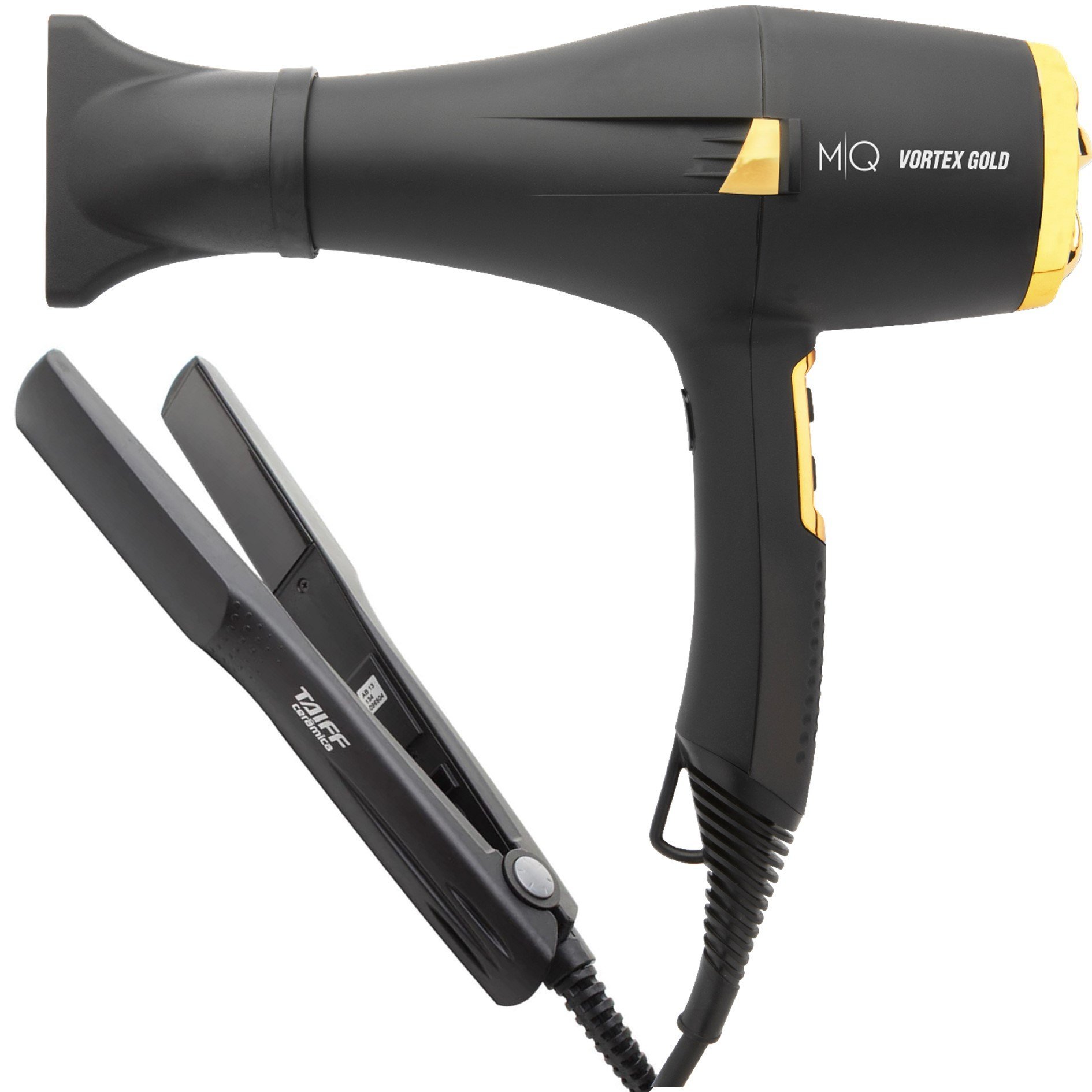 KIT - SECADOR DE CABELO PROFISSIONAL MQ VORTEX GOLD 2400W 220V + PRACHA TAIFF CERAMICA 180ºC BV - 1