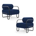 Ver imagem 1 de Kit 02 Poltronas Decorativas Orgânica Living Miska Veludo Azul Marinho - Abmaza