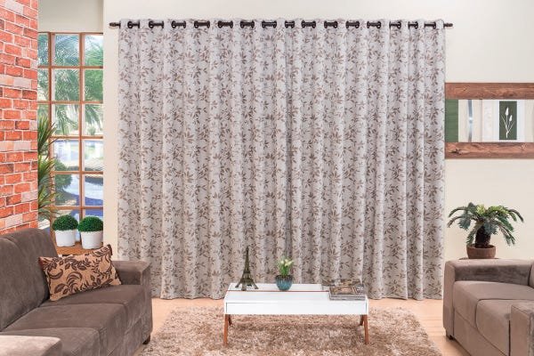 Cortina Erika para Varão Simples 2,00 Metros x 1,70 em Tecido Jacquard Tabaco - 1