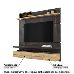 Rack Suspenso Lana para TV de até 50- Titânio/Carvalho - 2
