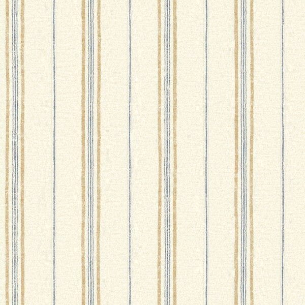 Papel de parede non woven listrado listras marrom azul 9,5m - 1