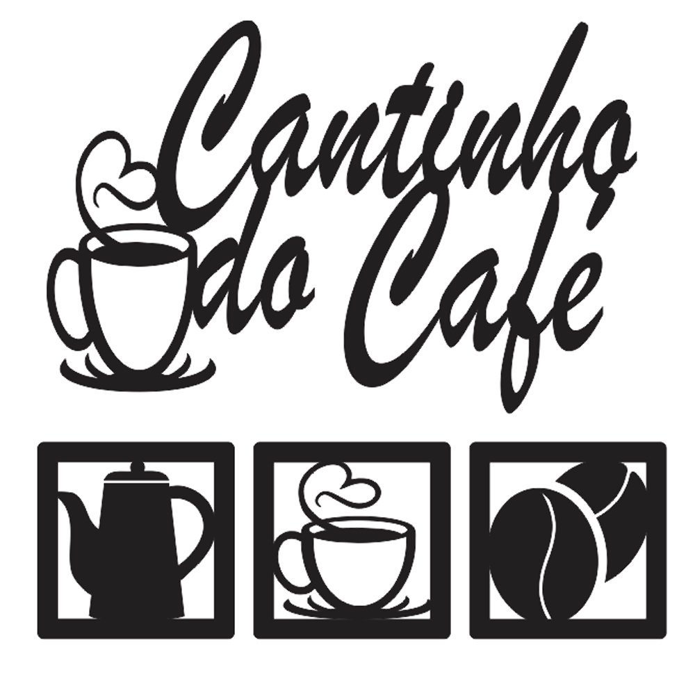 Kit Cantinho do Café 4 Peças 30cm Quadro Placa Decorativa Vazada Decoração Cozinha MDF 3mm Com Dupla - 1