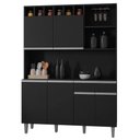 Ver imagem 1 de Kit Cozinha Compacta 130cm com 6 Portas e 1 Gaveta Nicole Preto