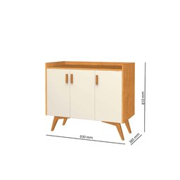 Aparador Buffet Retrô 3 Portas Classic Freijó/off White - Móvebrinque - 5