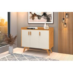 Aparador Buffet Retrô 3 Portas Classic Freijó/off White - Móvebrinque - 1