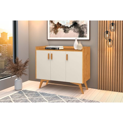 Aparador Buffet Retrô 3 Portas Classic Freijó/off White - Móvebrinque
