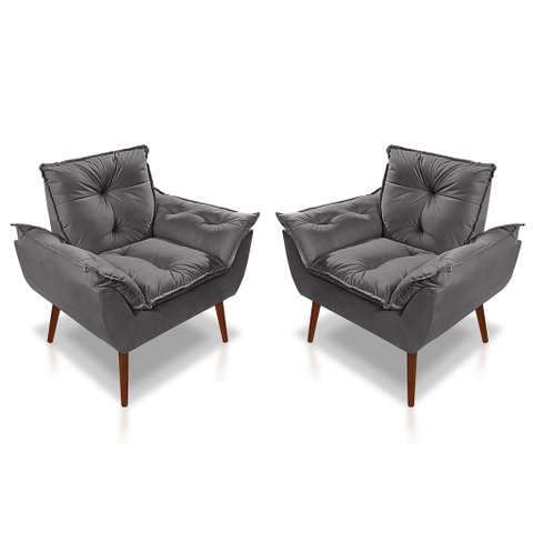 Kit 02 Poltrona Opala Decorativa 4 Almofadas 40 X 40