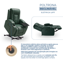 Ver imagem 5 de Poltrona do Papai Reclinável Elétrica com Elevação Massagem e Aquecimento Corino Verde Militar