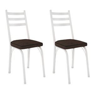 Kit 2 Cadeiras de Cozinha Luisiana Estampado Imbuia Pés de Ferro Branco