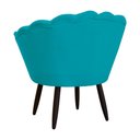 Ver imagem 3 de Jogo Poltrona Estofada Com 1 Puff Pés Palito Clínica Pétala Suede Azul Turquesa - LM DECOR