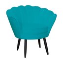 Ver imagem 2 de Jogo Poltrona Estofada Com 1 Puff Pés Palito Clínica Pétala Suede Azul Turquesa - LM DECOR