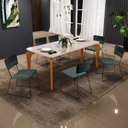 Ver imagem 2 de Mesa Capri 160cm Off White 6 Cadeiras Allana B05 Faixa Corano Preto Linho Verde Musgo - Lyam Decor