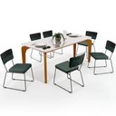 Ver imagem 1 de Mesa Capri 160cm Off White 6 Cadeiras Allana B05 Faixa Corano Preto Linho Verde Musgo - Lyam Decor