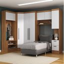 Ver imagem 1 de Quarto Completo Viena 7 Portas 2 GAVETAS5 Peças Espresso Móveis Marrom/Nogal/Branco