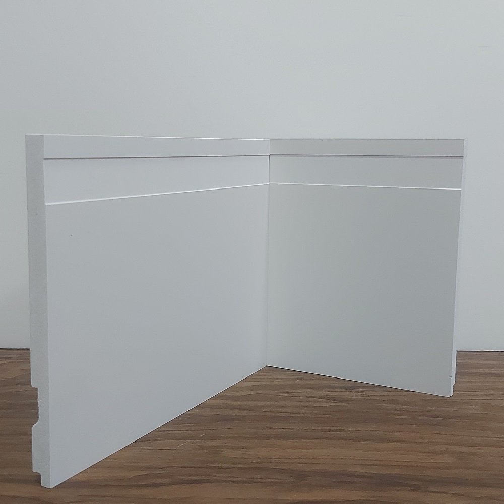 Rodapé de Poliestireno Frisado - Branco - 15cm de altura (15x1x240cm) - 1