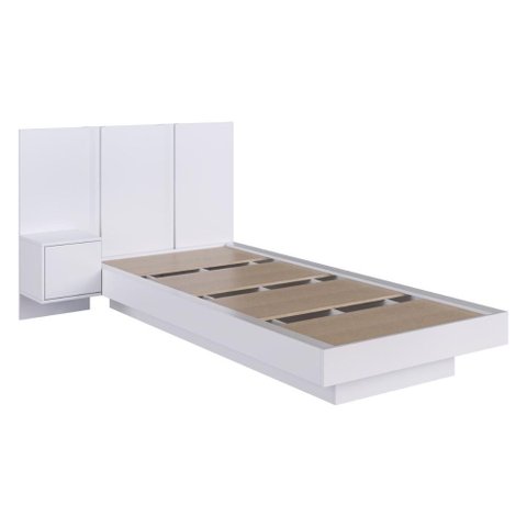 Cama de Solteiro com Cabeceira e Mesa para Colchão 188x78/88cm Multimóveis Cr40143 Branco