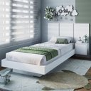 Ver imagem 4 de Cama de Solteiro com Cabeceira e Mesa para Colchão 188x78/88cm Multimóveis Cr40143 Branco