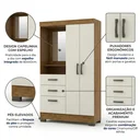 Ver imagem 4 de Guarda-Roupa Solteiro Capelinha com Espelho 2 Portas, 2 Gavetas e Pés Venerabile Cinamomo/Off White