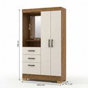 Ver imagem 3 de Guarda-Roupa Solteiro Capelinha com Espelho 2 Portas, 2 Gavetas e Pés Venerabile Cinamomo/Off White