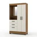 Ver imagem 2 de Guarda-Roupa Solteiro Capelinha com Espelho 2 Portas, 2 Gavetas e Pés Venerabile Cinamomo/Off White