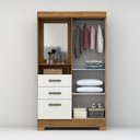 Ver imagem 5 de Guarda-Roupa Solteiro Capelinha com Espelho 2 Portas, 2 Gavetas e Pés Venerabile Cinamomo/Off White