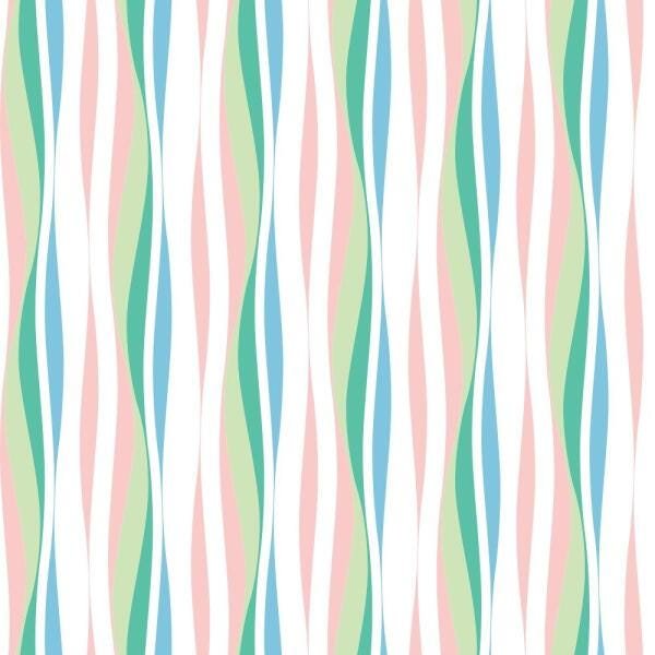 Papel Parede Listras Ondas Listrado Rosa Azul 0.50x3.00m - 1