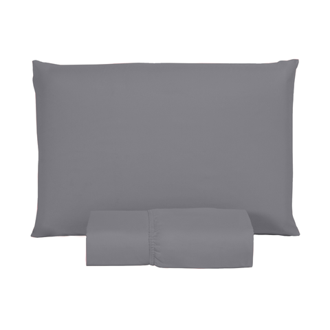 Roupa de Cama Solteiro 400 Fios 2 Peças Hotel Pousada Macio Acetinado:cinza