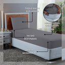 Ver imagem 4 de Roupa de Cama Solteiro 400 Fios 2 Peças Hotel Pousada Macio Acetinado:cinza