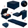 Puff que Vira Cama Solteiro Azul Estofado D23 com Rodízios e Bau Decoração - 8