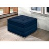 Puff que Vira Cama Solteiro Azul Estofado D23 com Rodízios e Bau Decoração - 1