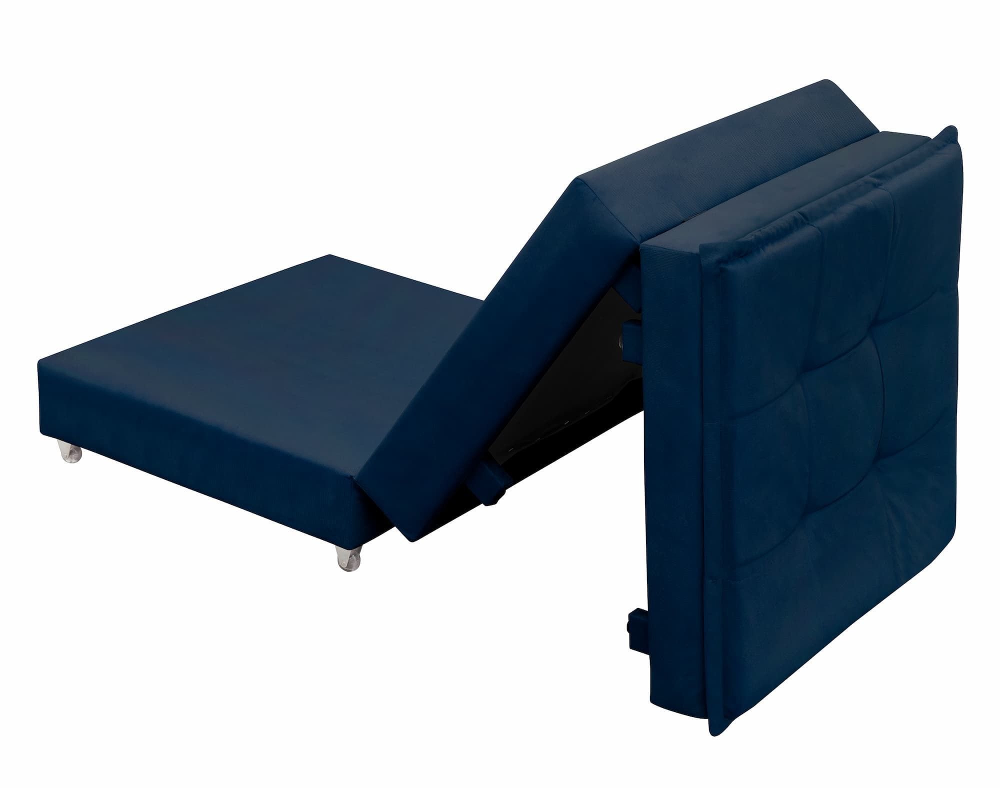 Puff que Vira Cama Solteiro com Rodinha com Bau Decoração para Sala Quarto Apartamento Estofado:azul - 6