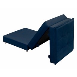 Puff que Vira Cama Solteiro com Rodinha com Bau Decoração para Sala Quarto Apartamento Estofado:azul - 6