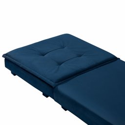 Puff que Vira Cama Solteiro com Rodinha com Bau Decoração para Sala Quarto Apartamento Estofado:azul - 4