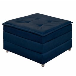 Puff que Vira Cama Solteiro com Rodinha com Bau Decoração para Sala Quarto Apartamento Estofado:azul - 3