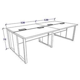 Plataforma de Trabalho 4 Lugares Cs Pre 2,40m Pés Metal F5 Cor:cinza Sagrado com Preto - 3