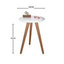 Ver imagem 2 de Mesa de Canto Pés Palito Amadeirado com Tampo Vidro 45cm Branco 60cm