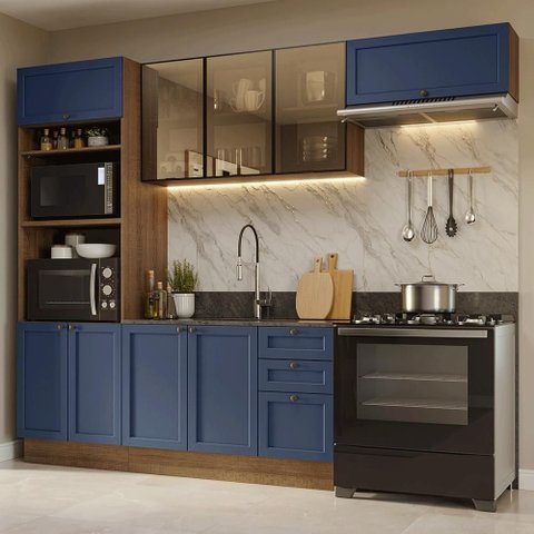 Cozinha Completa Vik 9 Portas 3 Gavetas MDP 270cm Madesa