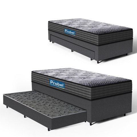 Cama Box + Colchão de Espuma D60 Double Face Guarda Costas Comfort Force Probel + Auxiliar de Molas