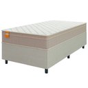 Ver imagem 1 de Cama Box Solteiro Colchão Molas Qatar 88x188x60cm Bege/branco Inducol