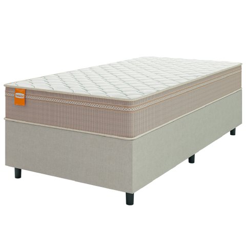 Cama Box Solteiro Colchão Molas Qatar 88x188x60cm Bege/branco Inducol