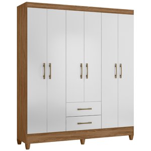 Guarda Roupa Casal Panamá 6 Portas Naturale Branco Moval