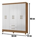 Ver imagem 4 de Guarda Roupa Casal Panamá 6 Portas Naturale Branco Moval