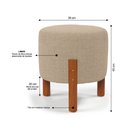 Ver imagem 3 de 2 Puf Puff Redondo com Pés em Madeira 35x35cm Tecido Cor Palha