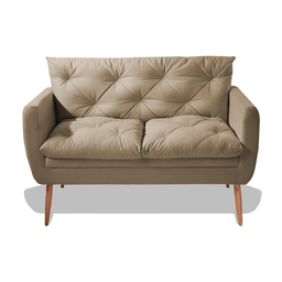 Namoradeira Emily Sofá 2 Lugares Sala Estar Recepção Suede Bege - 2 Namoradeira Emily Sofá 2 Lugares Sala Estar Recepção Suede Bege - 2